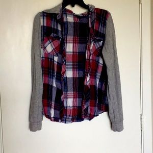 Cute flannel jacket soft with hood